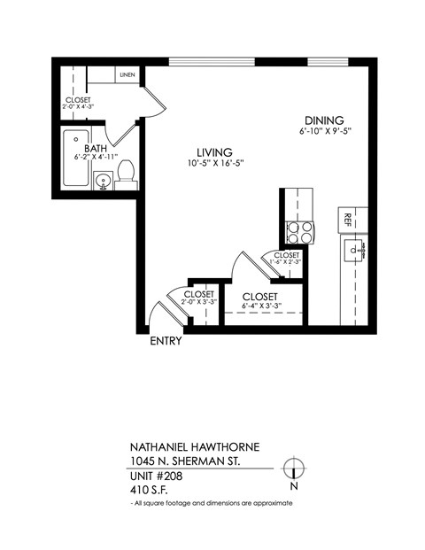 A floor plan of Nathaniel Hawthorne's apartment at 1045 N. Sherman St.